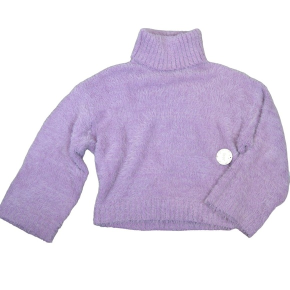 ODDY Furry Fizzy Super Soft Boxy Fit Flare Sleeve Turtleneck Pullover Sweater - Picture 1 of 9